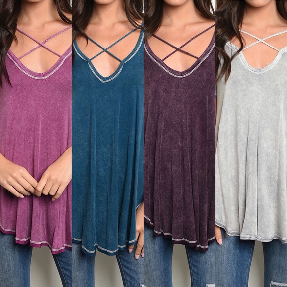 LAST 1! Plum Delight mineral washed top - Picture 2 of 2